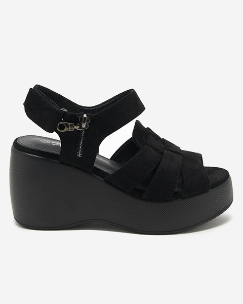 OUTLET Sandales noires pour femmes à talon haut compensé Medira - Footwear