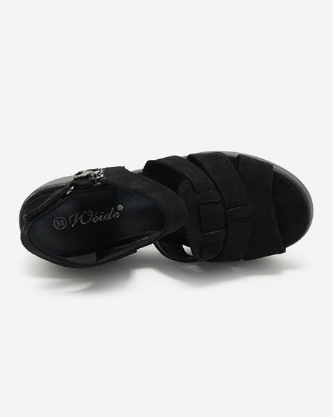 OUTLET Sandales noires pour femmes à talon haut compensé Medira - Footwear
