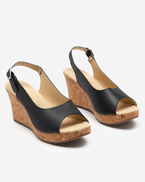 OUTLET Sandales noires pour femmes sur le coin Erona- Shoes