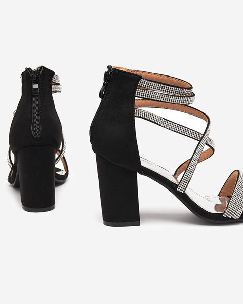 OUTLET Sandales noires pour femmes sur tige avec bandes en zircons Nitorsi - Footwear