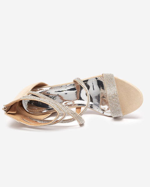 OUTLET Sandales pour femmes beiges sur tige avec bandes en zircons Nitorsi - Footwear
