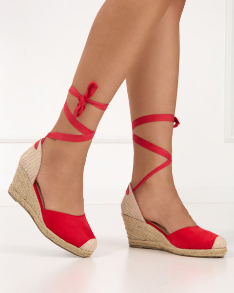 OUTLET Sandales pour femmes rouges à talon compensé Nereda - Chaussures