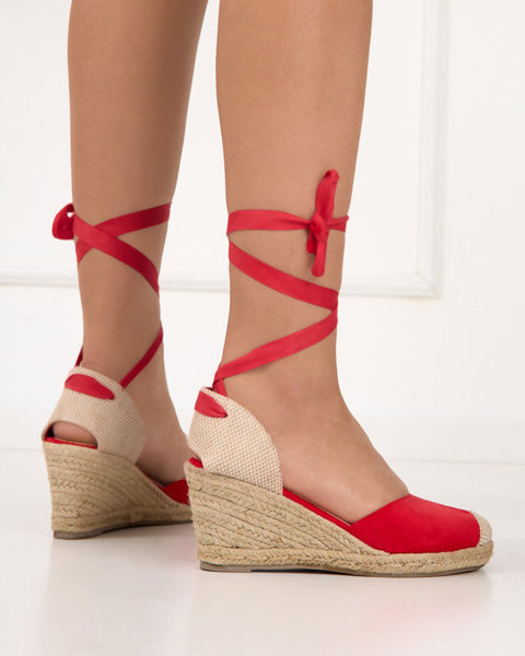 OUTLET Sandales pour femmes rouges à talon compensé Nereda - Chaussures