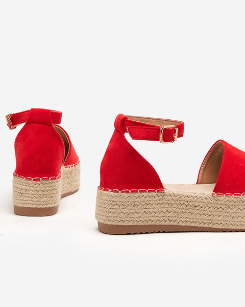 OUTLET Sandales rouges pour femmes a'la espadrilles sur la plateforme Olikar - Chaussures