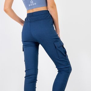 Pantalon cargo femme bleu marine avec poches - Vêtements