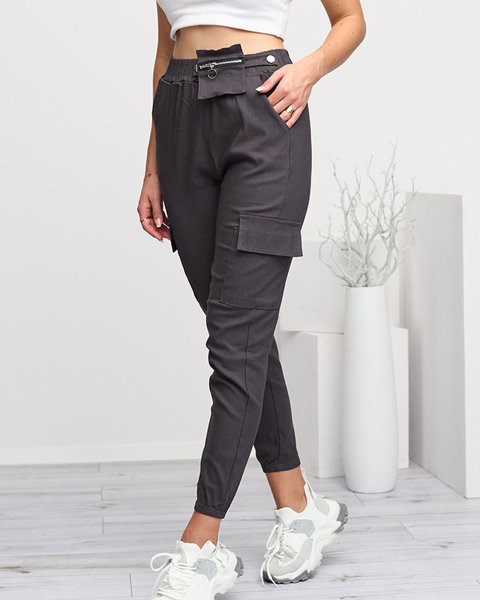 Pantalon cargo femme gris foncé avec poche amovible - Vêtements