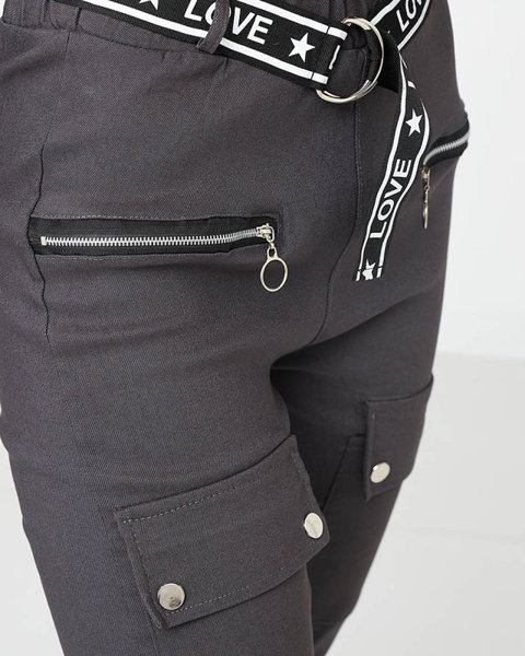 Pantalon cargo femme gris foncé avec poches isolées - Vêtement