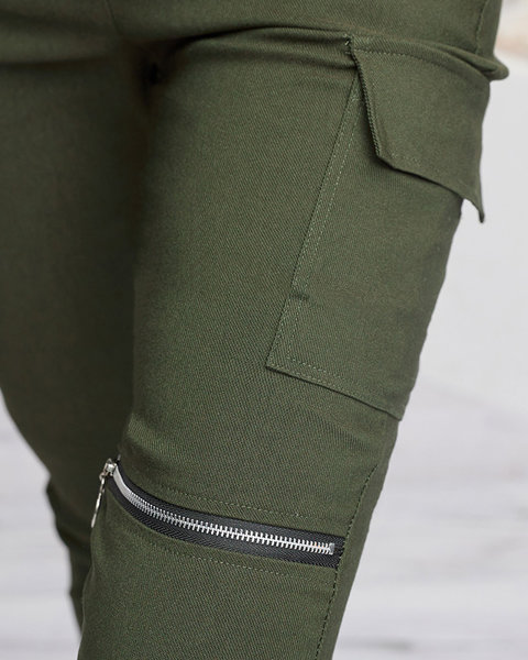 Pantalon cargo femme vert foncé avec chaîne - Vêtements