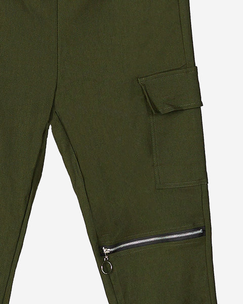 Pantalon cargo femme vert foncé avec chaîne - Vêtements