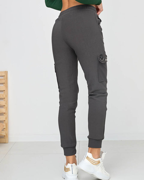 Pantalon cargo pour femme avec chaîne en gris - Vêtements
