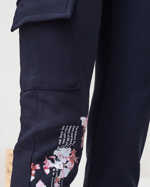 Pantalon de combat isolé bleu marine pour femme avec imprimé - Vêtements