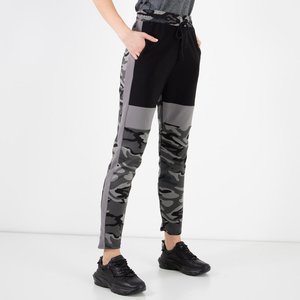 Pantalon de jogging camouflage femme avec empiècements gris - Vêtements