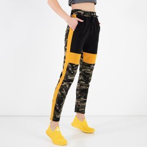 Pantalon de jogging camouflage femme avec empiècements jaunes - Vêtements