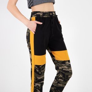 Pantalon de jogging camouflage femme avec empiècements jaunes - Vêtements