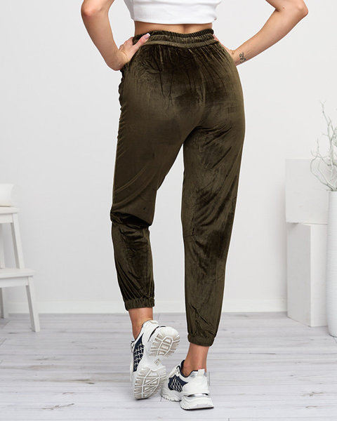 Pantalon de jogging en velours vert pour femme - Vêtements