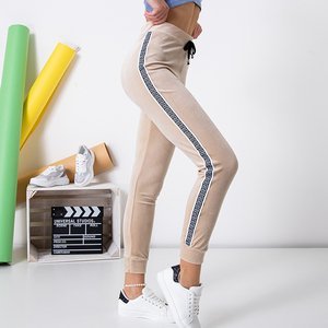 Pantalon de jogging femme beige à rayures - Vêtements
