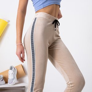 Pantalon de jogging femme beige à rayures - Vêtements