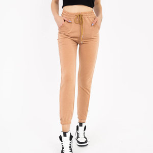 Pantalon de jogging femme marron clair à rayures - Vêtements