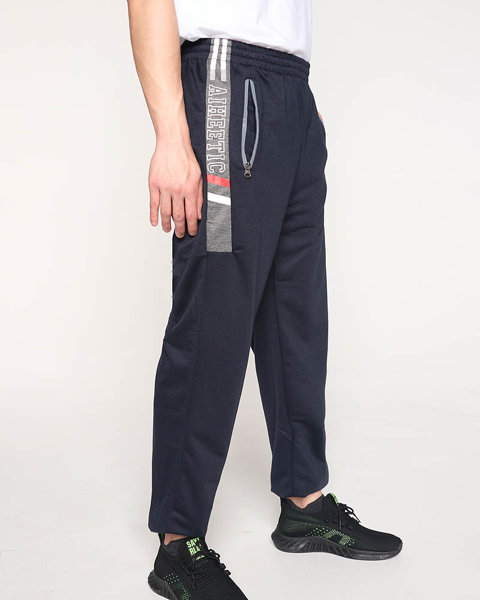Pantalon de jogging homme bleu marine avec inscriptions - Vêtements