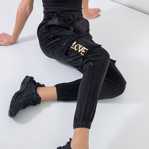 Pantalon de jogging noir pour femme avec inscriptions dorées - Vêtements