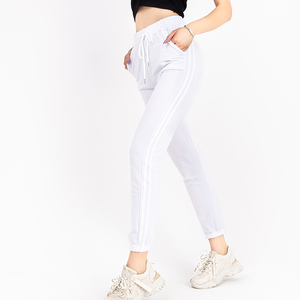 Pantalon de survêtement blanc à rayures pour femme - Vêtements