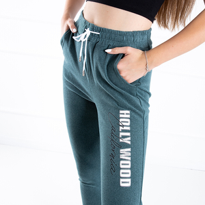 Pantalon de survêtement vert pour femmes avec inscription - Vêtements