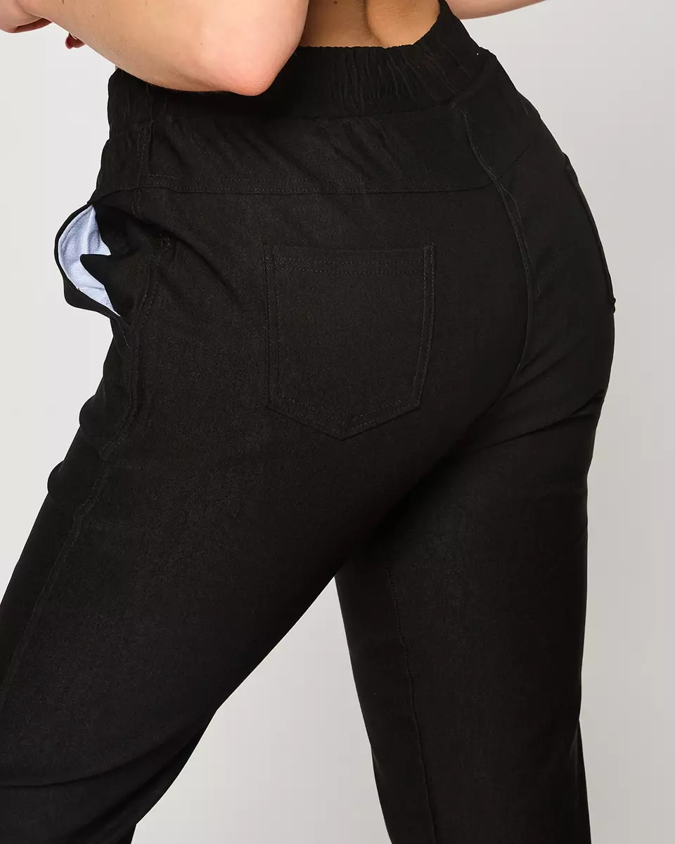 Pantalon droit en tissu noir pour femme PLUS SIZE- Clothing