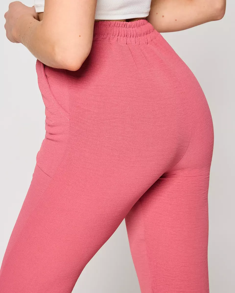 Pantalon droit en tissu rose foncé pour femme - Vêtements