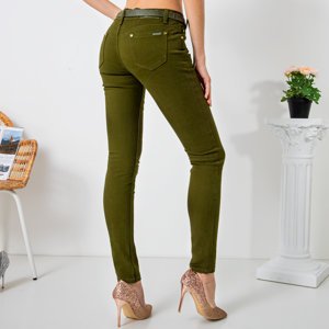 Pantalon droit femme vert foncé avec une ceinture - Vêtements