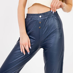 Pantalon en cuir écologique pour femme bleu marine - Vêtements