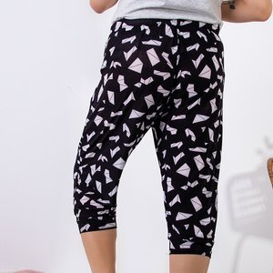 Pantalon femme 3/4 GRANDE TAILLE noir et blanc à motifs - Vêtements