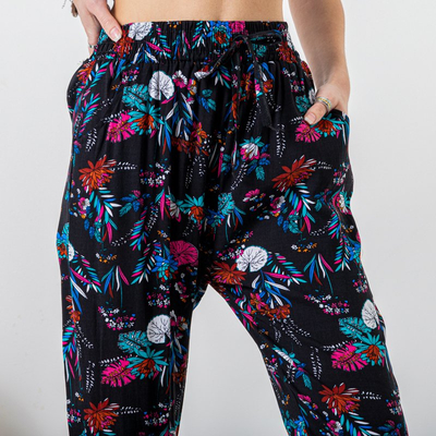Pantalon femme grande taille noir à motifs - Vêtements