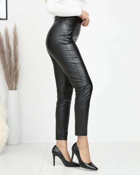 Pantalon noir femme en similicuir type PLUS SIZE treggings - Vêtements