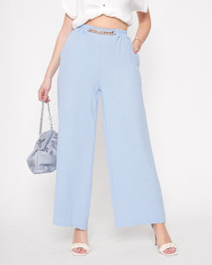 Pantalon palazzo large bleu pour femme avec chaîne - Vêtements