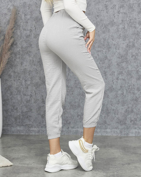 Pantalon pour femmes en tissu gris clair - Vêtements