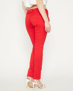 Pantalon taille basse pour femmes en tissu rouge - Vêtements