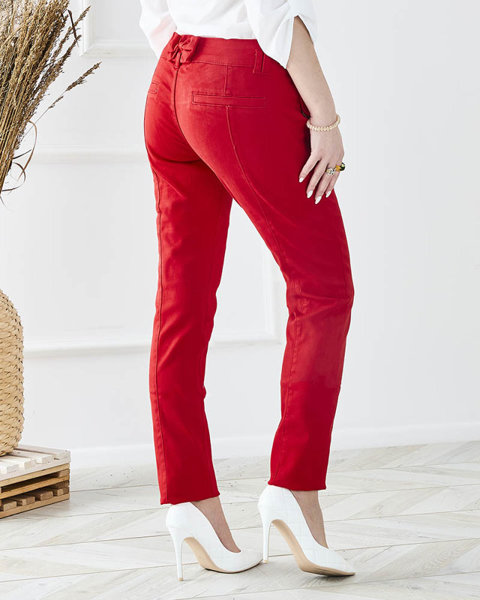 Pantalon taille basse pour femmes en tissu rouge - Vêtements