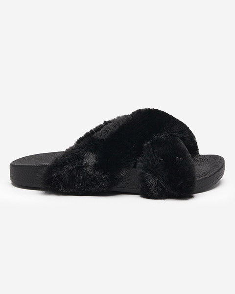 Pantoufles avec fourrure en noir Mashte - Footwear