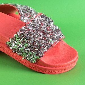 Pantoufles pour femmes roses avec zircone cubique Onesti - Chaussures