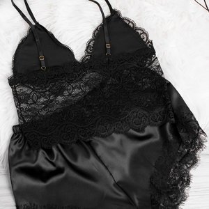 Pyjama 2 pièces noir pour femme - Vêtements