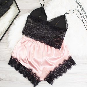 Pyjama 2 pièces pour femme rose et noir - Vêtements