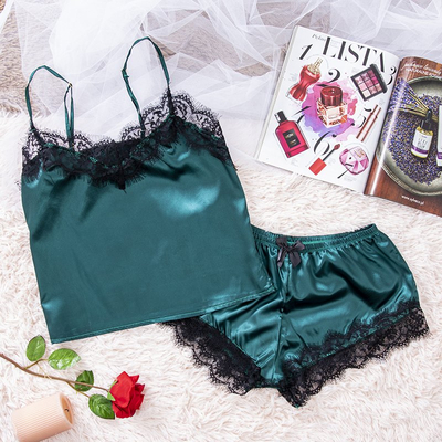 Pyjama en dentelle vert foncé pour femme - Vêtements