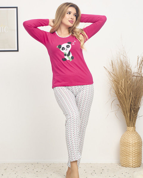 Pyjama femme fuchsia avec panda- Vêtements