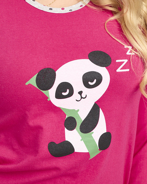 Pyjama femme fuchsia avec panda- Vêtements