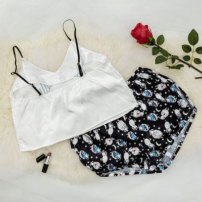 Pyjama femme noir avec imprimé - Vêtements