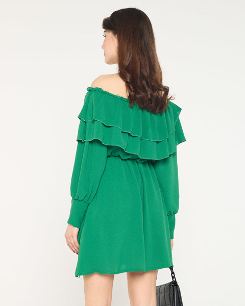 Robe courte à volants verte pour femme - Vêtements
