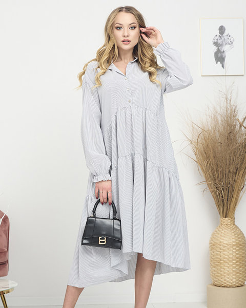 Robe rayée grise pour femme TAILLE PLUS- Vêtements