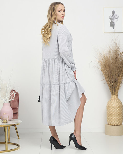 Robe rayée grise pour femme TAILLE PLUS- Vêtements