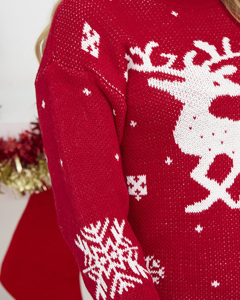 Robe rouge style pull pour femme avec imprimé de Noël - Vêtements
