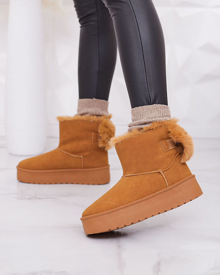 Royalfashion Boots a'la bottes de neige pour femme en couleur camel Goroggo